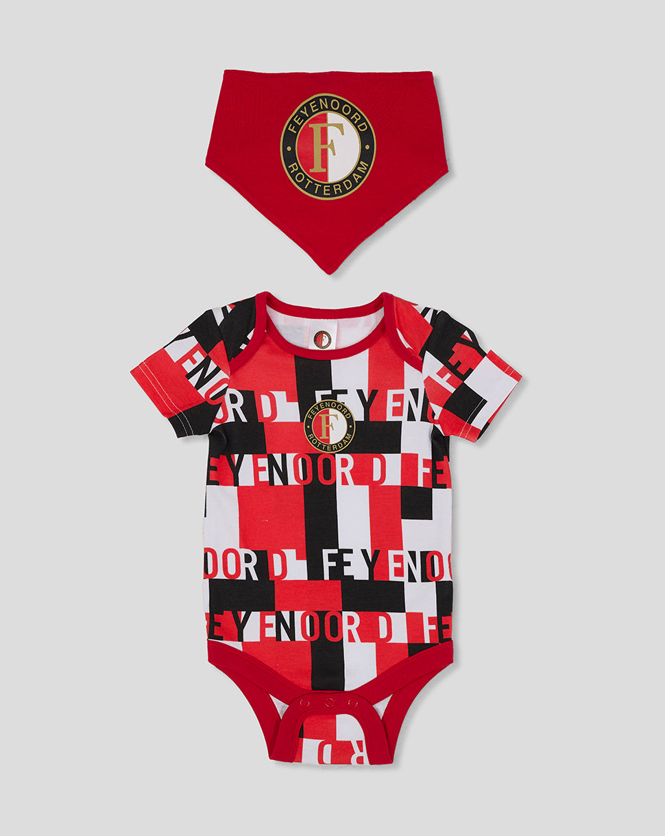 Feyenoord Baby Set (Vest & Slabbetje)- Red/Black/White