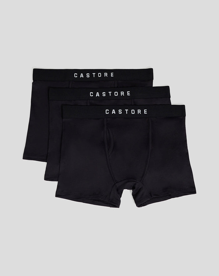 Set of three black Castore boxer shorts with elastic waistbands