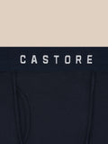 Donker marineblauwe boxer met CASTORE tailleband in close-up