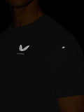 Close-up of black Apex Training T-Shirt on a model with the Castore wing logo on the chest