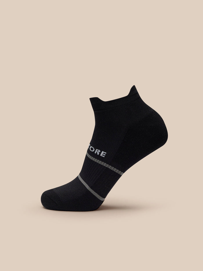Black ankle sock from Active 3 Pack with Castore branding and gray band