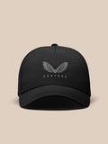 Front view of black Castore cap featuring a wing emblem and CASTORE lettering