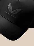 Front view of black Castore Active cap with embossed wing logo and Castore lettering