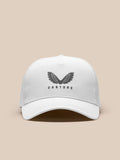 Back view of a white nylon cap with adjustable strap and ProTek branding