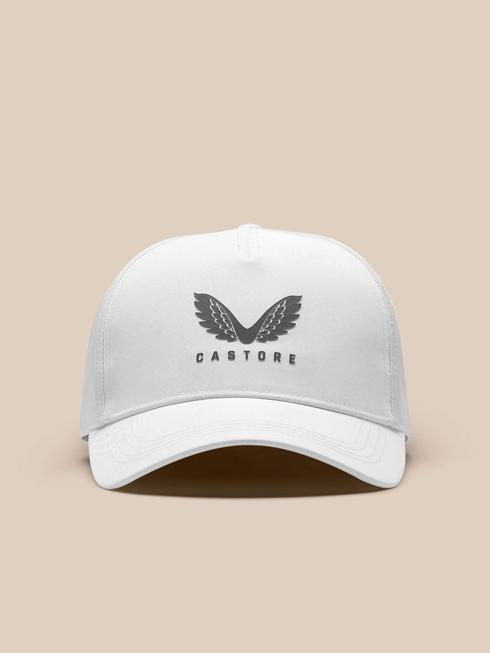 Back view of a white nylon cap with adjustable strap and ProTek branding