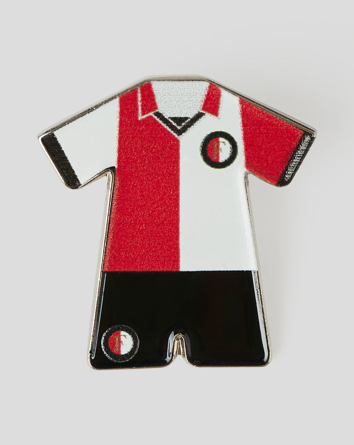 Feyenoord 1988 retro shirt enamel pin with red and white stripes and crest