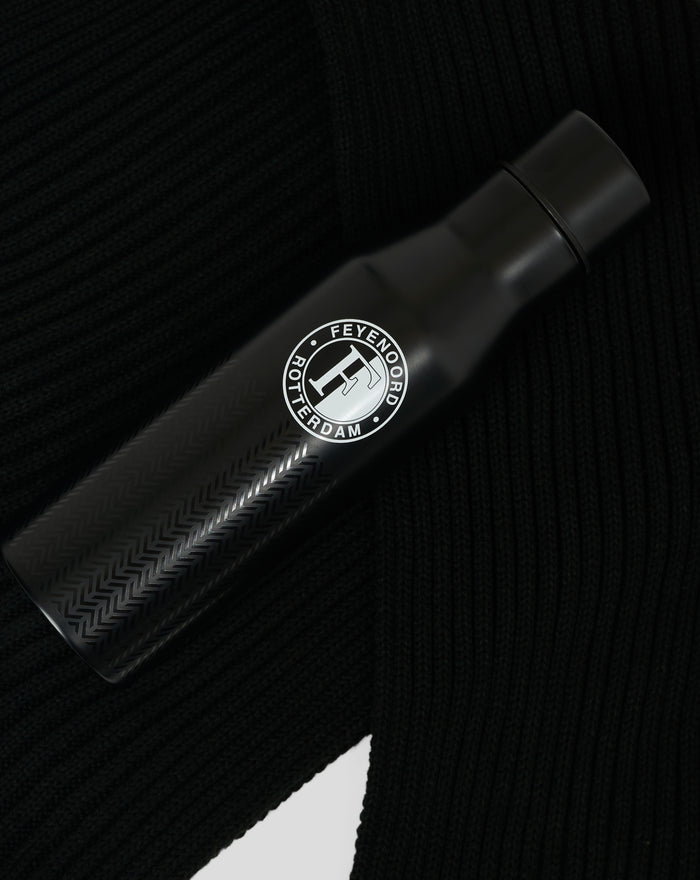 Matte black Feyenoord water bottle with circular club crest