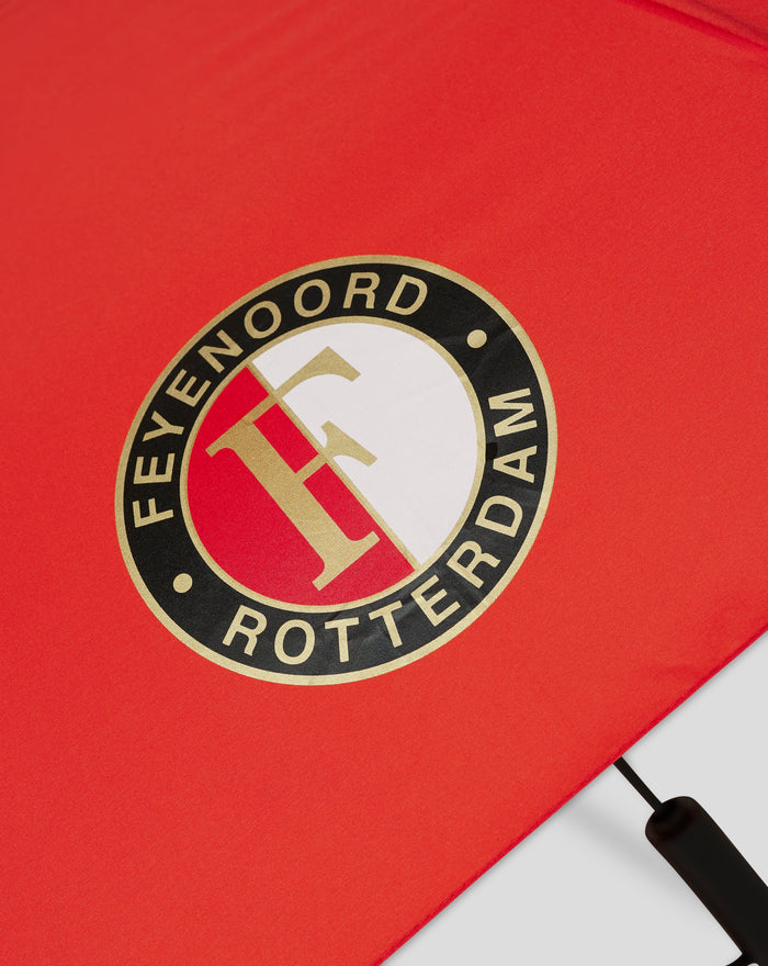 Close up of the Feyenoord crest on the red umbrella canopy