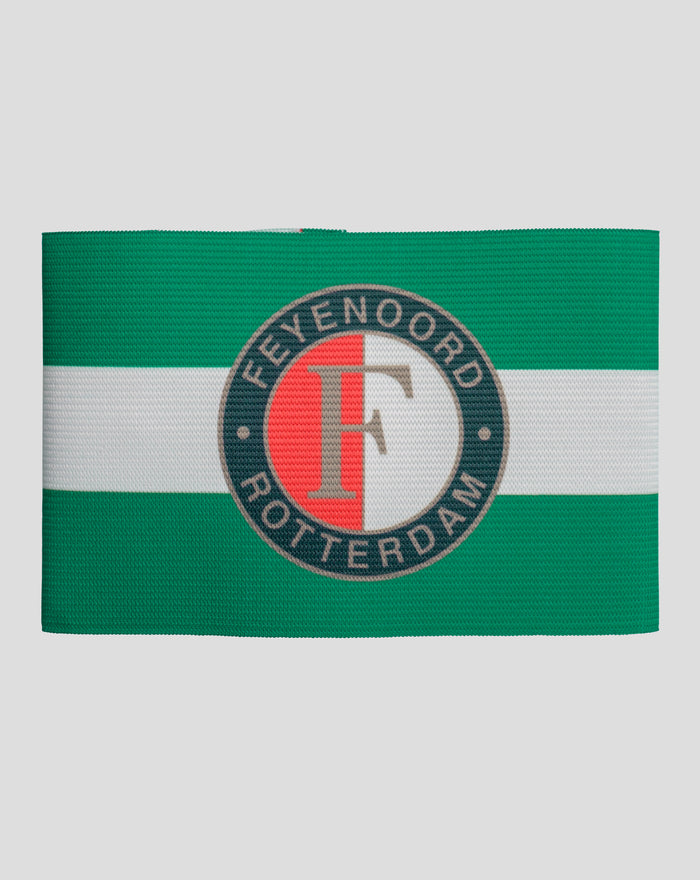 Feyenoord aanvoerdersband senior groen met ronde clubbadge op textiel