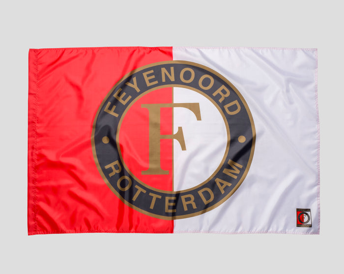 Feyenoord flag red and white with large circular crest centered, 100x150 cm