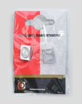 Two silver square cufflinks with the Feyenoord emblem in branded packaging