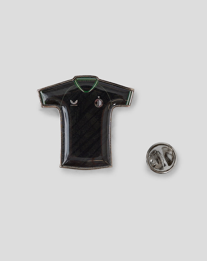 Feyenoord black away shirt pin with a separate silver pin beside it