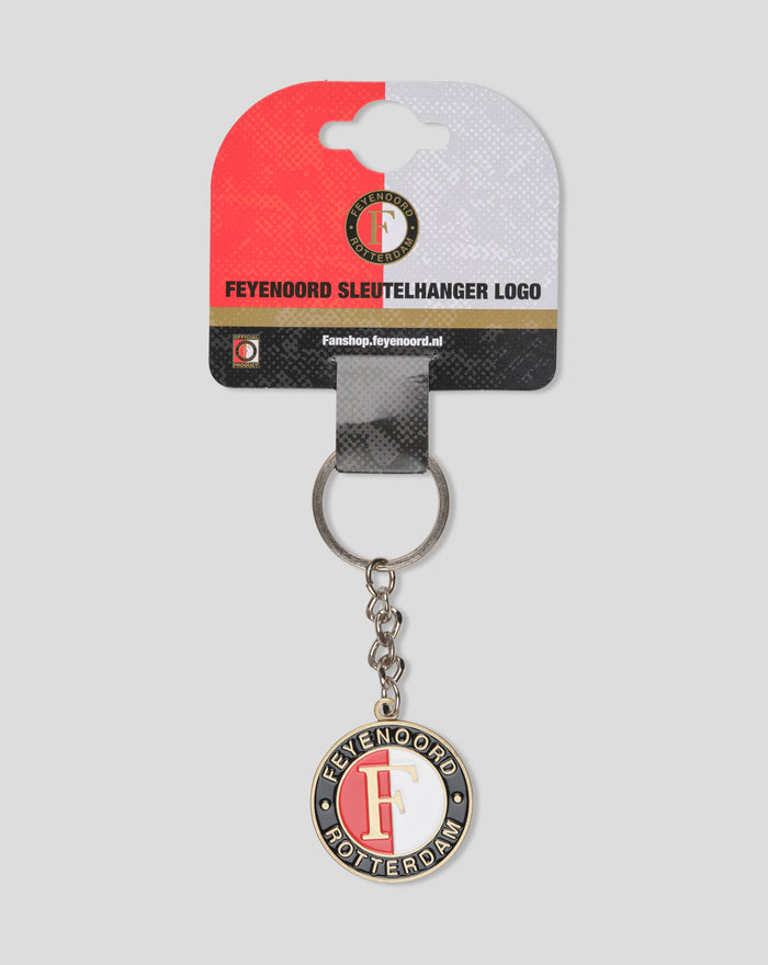 Round Feyenoord logo keychain on a red and gray display card