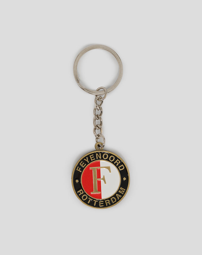 Feyenoord Rotterdam logo keychain with circular badge and metal chain.