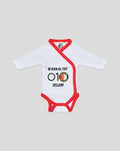 White baby romper with red wrap trim and a Feyenoord badge