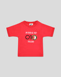 Red baby T shirt featuring Ik kan al tot tellen text and a Feyenoord badge.