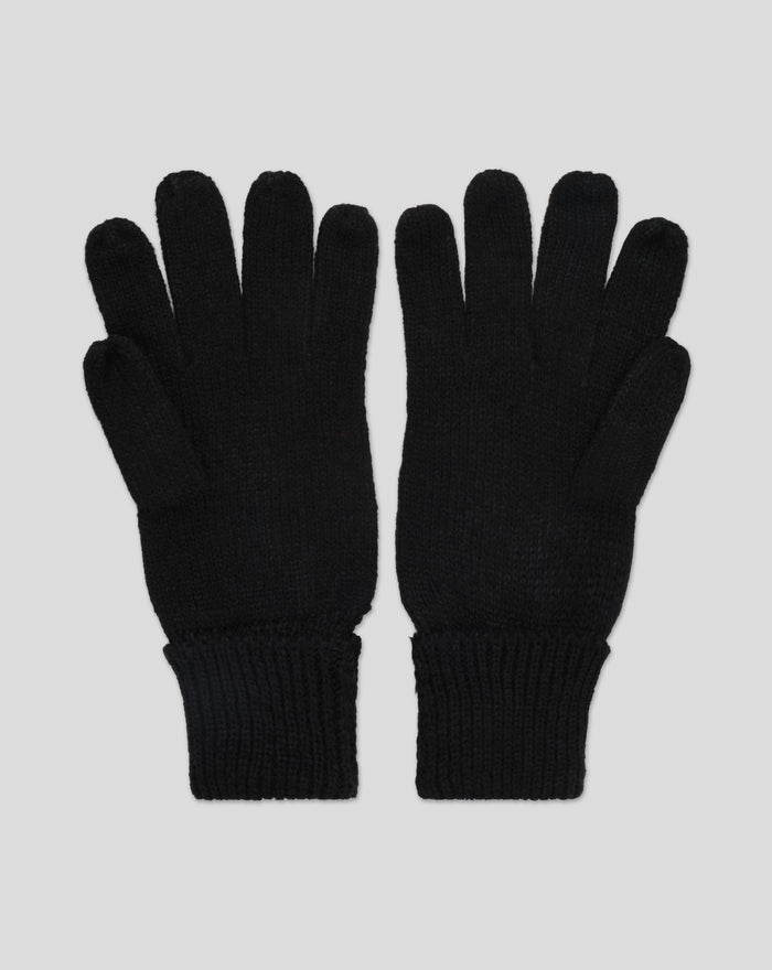 Pair of adult black knitted gloves featuring Feyenoord logo patches