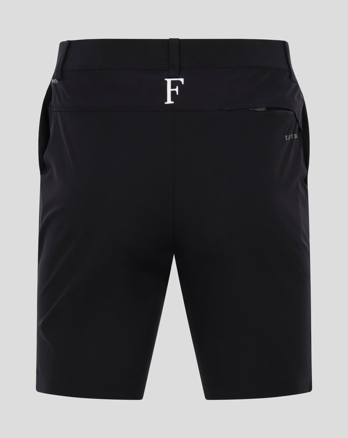 Back view of FEYENOORD golf shorts with white F logo and back pocket with zipper