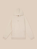 Beige Castore fleece hoodie with a small chest logo and a hooded collar, front view.