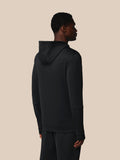 Back view of black Flex long sleeve hoodie with hood and subtle branding
