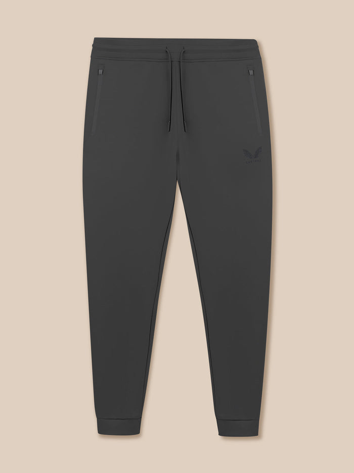 Gunmetal Heren Flex Joggers with drawstring waist and zip pockets, Castore logo on left thigh
