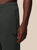 Close-up of dark gunmetal Flex Joggers showing a zip pocket and ProTek branding.