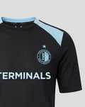Feyenoord junior training jersey in black with light blue shoulder panels and left chest club crest