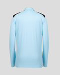 Back view of light blue Feyenoord junior training midlayer with contrasting black shoulder panels
