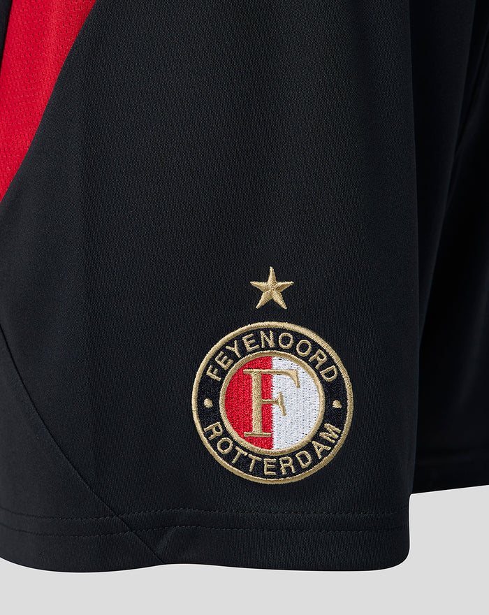 Feyenoord junior home shorts in black with a gold star above the crest on the leg.