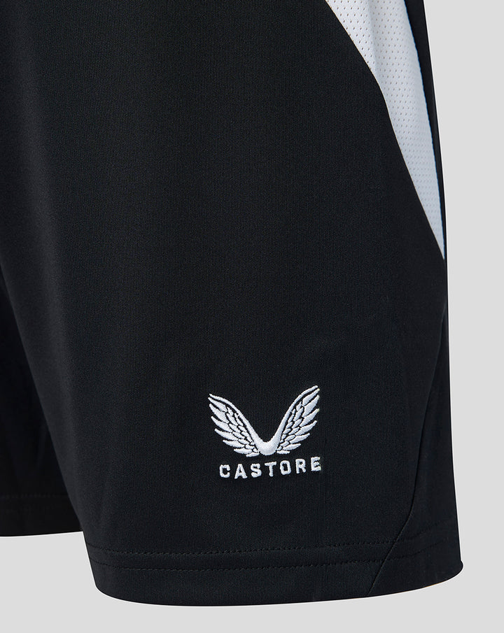 Feyenoord junior home shorts in black showing the Feyenoord crest on the right leg and the Castore logo on the left leg.
