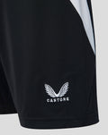 Feyenoord junior home shorts in black showing the Feyenoord crest on the right leg and the Castore logo on the left leg.