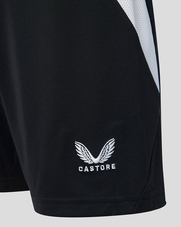 Feyenoord junior home shorts in black showing the Feyenoord crest on the right leg and the Castore logo on the left leg.