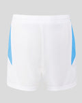 Back view of white Feyenoord junior shorts with blue side panels