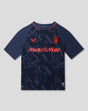 Junior Feyenoord third shirt in navy with orange accents and a large Media Markt sponsor across the chest