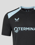 Close-up of the upper front showing a light blue shoulder panel, the Feyenoord crest and Castore branding.