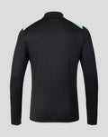 Back view of a black Feyenoord training midlayer for men with light blue shoulder panels