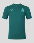 Groene Feyenoord Travel T-shirt voor mannen met clublogo op borst en Castore logo
