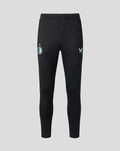 Zwarte trainingsbroek met een lichte textuur, Feyenoord logo op het bovenbeen en Castore logo op het andere been