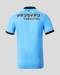 Back view of light blue Feyenoord shirt with large Vakanties text and crest near the collar.