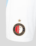 White Feyenoord away shorts close up showing a gold star above the round club crest