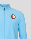Close up of the chest showing the Feyenoord crest on a light blue jacket with zipper