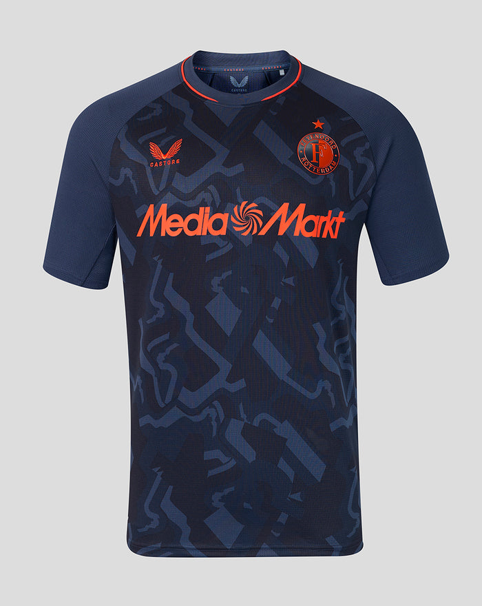 Front view of the Feyenoord Derde Shirt 2026-2027 for men in navy with orange accents and the team crest.