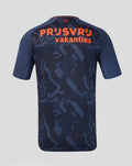 Back view of the navy Feyenoord shirt with bold orange sponsor text across the back.