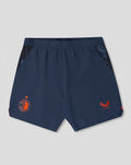 Back view of navy Feyenoord Pro Derde Short showing Castore and Feyenoord logos and side panels.