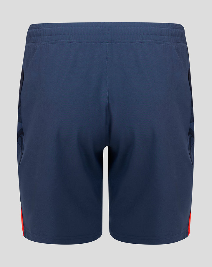 Back view of navy Feyenoord Pro Derde Short 2026-2027 with elastic waistband and red side trim
