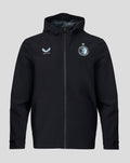 Front view of black Feyenoord training jacket with hood and full zip, Castore and club logos