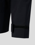 Close up of the Feyenoord training Regenjas cuff with Velcro strap on dark water resistant fabric.