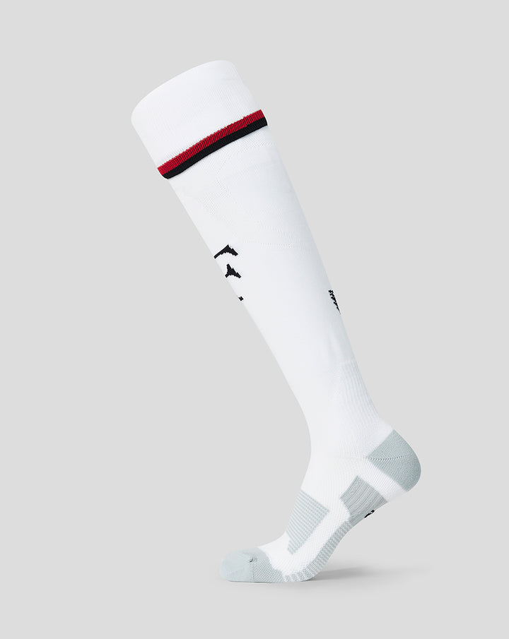 White Feyenoord Thuis Wissel Kousen for adults with a red and black top stripe and Castore logo on the calf