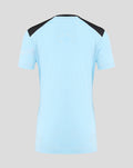 Back view of light blue Feyenoord training shirt with black shoulder panels.