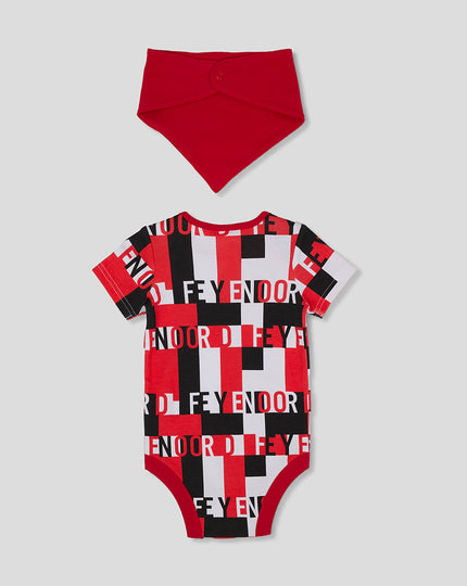 FEYENOORD BABY SET (VEST & SLABBETJE)- ROOD/ZWART/WIT